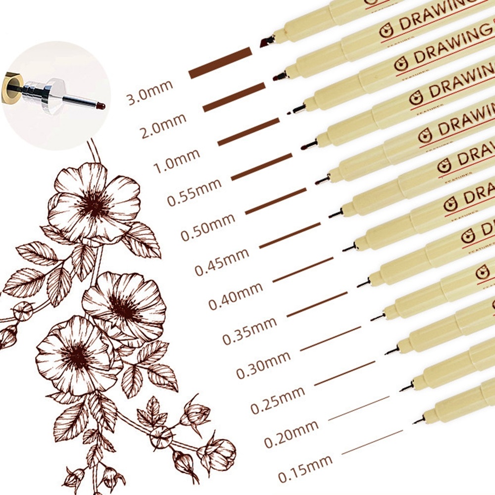 Archive Box Set - Brown & Black Micro Pens, 12
