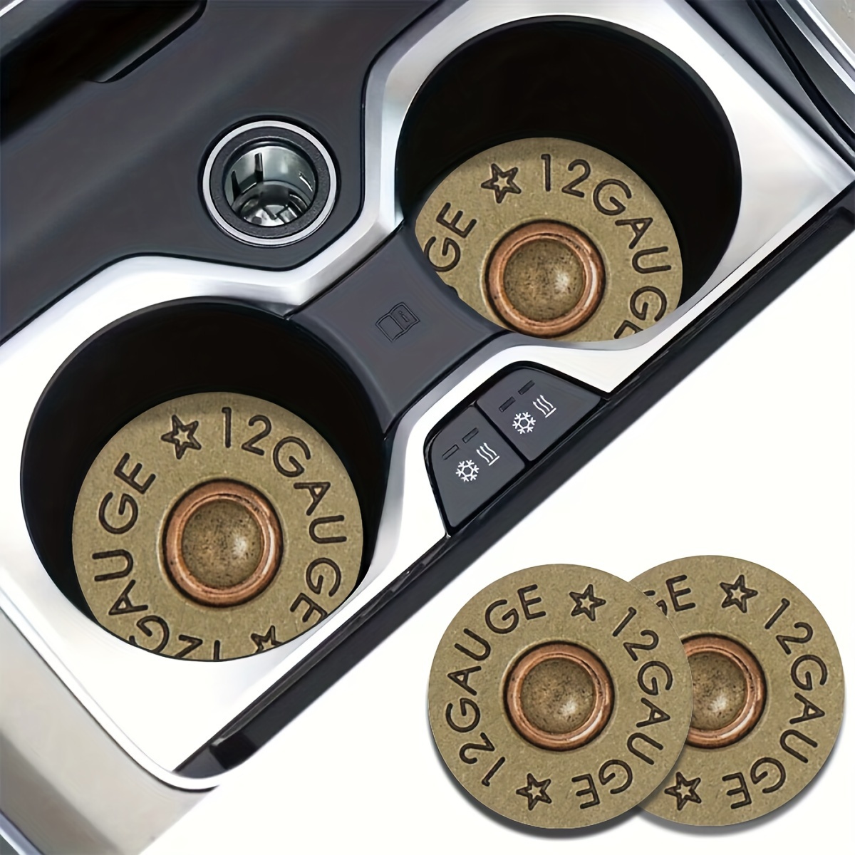 Leather Desk Pad - 2-Pack Bullet-Shaped Design Car Cup Mats,