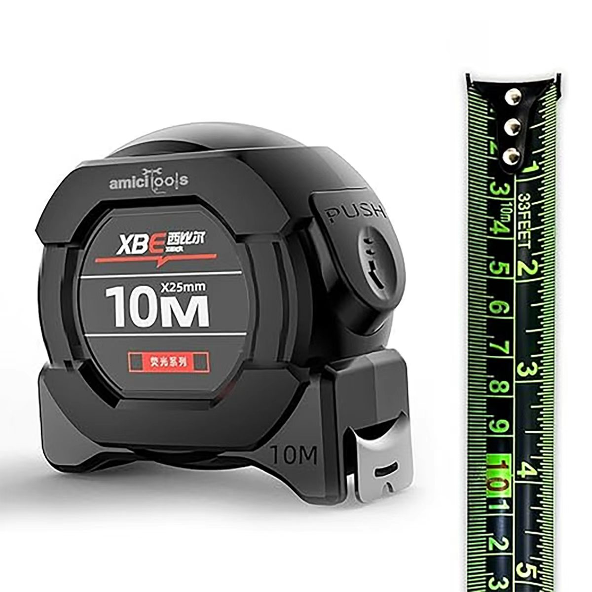 Tape Dispenser Weighted - 10m/5m Fluorescent Steel Tape Measure -