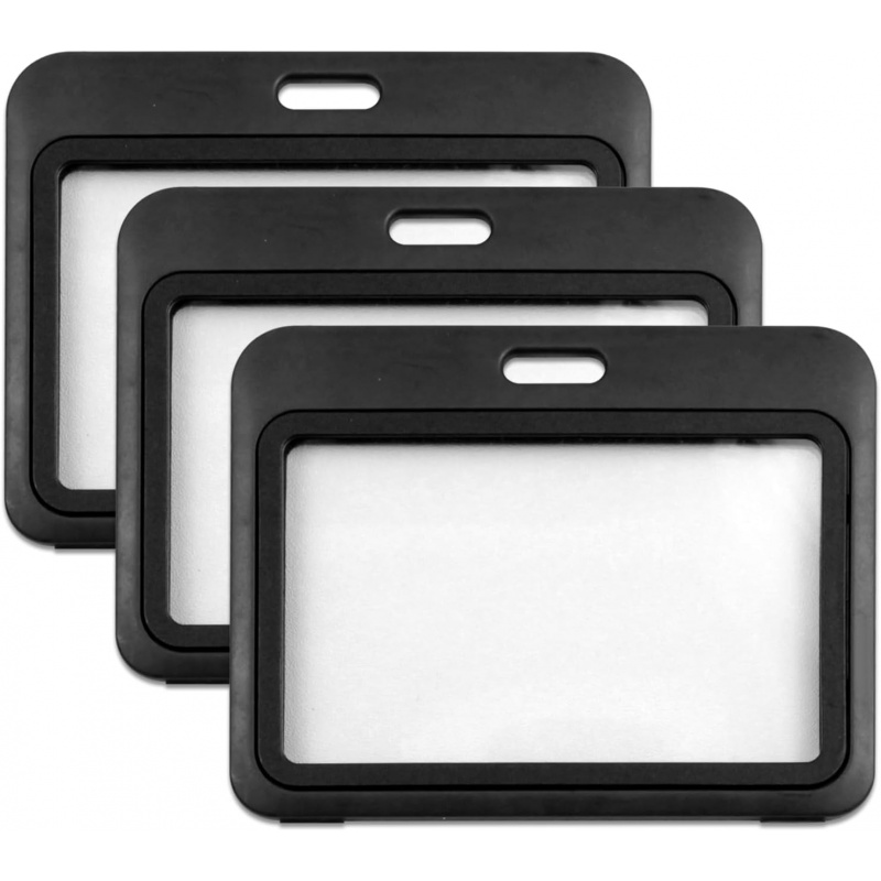 Index Card Holder - 3-Pack Horizontal Hard Plastic ID Badge