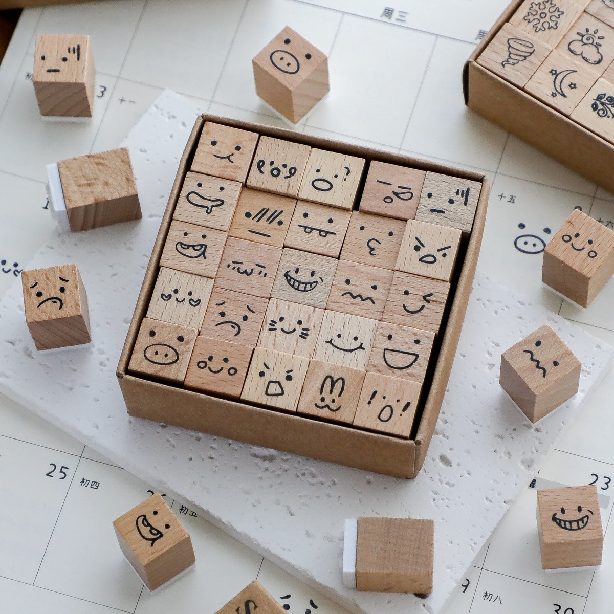 Rubber Date Stamp - Cute Butterfly Weather Symbol Wood Stamp