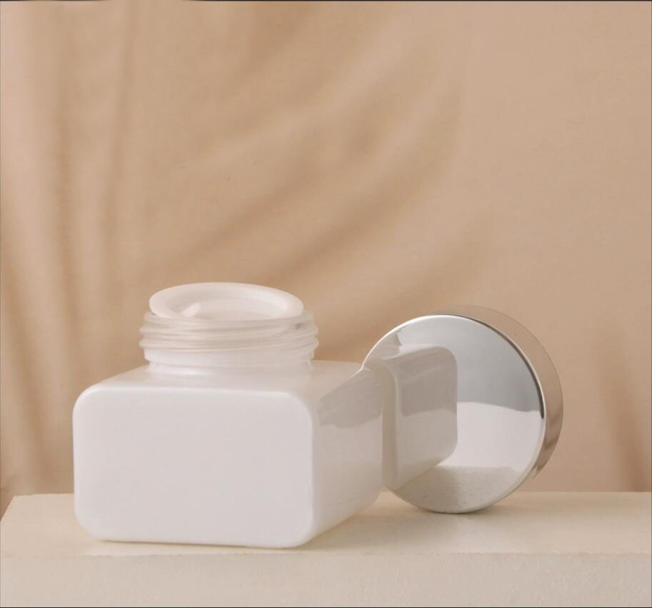 30G white glass jar silver lid - огляд і ціна Gel Refill Pack
