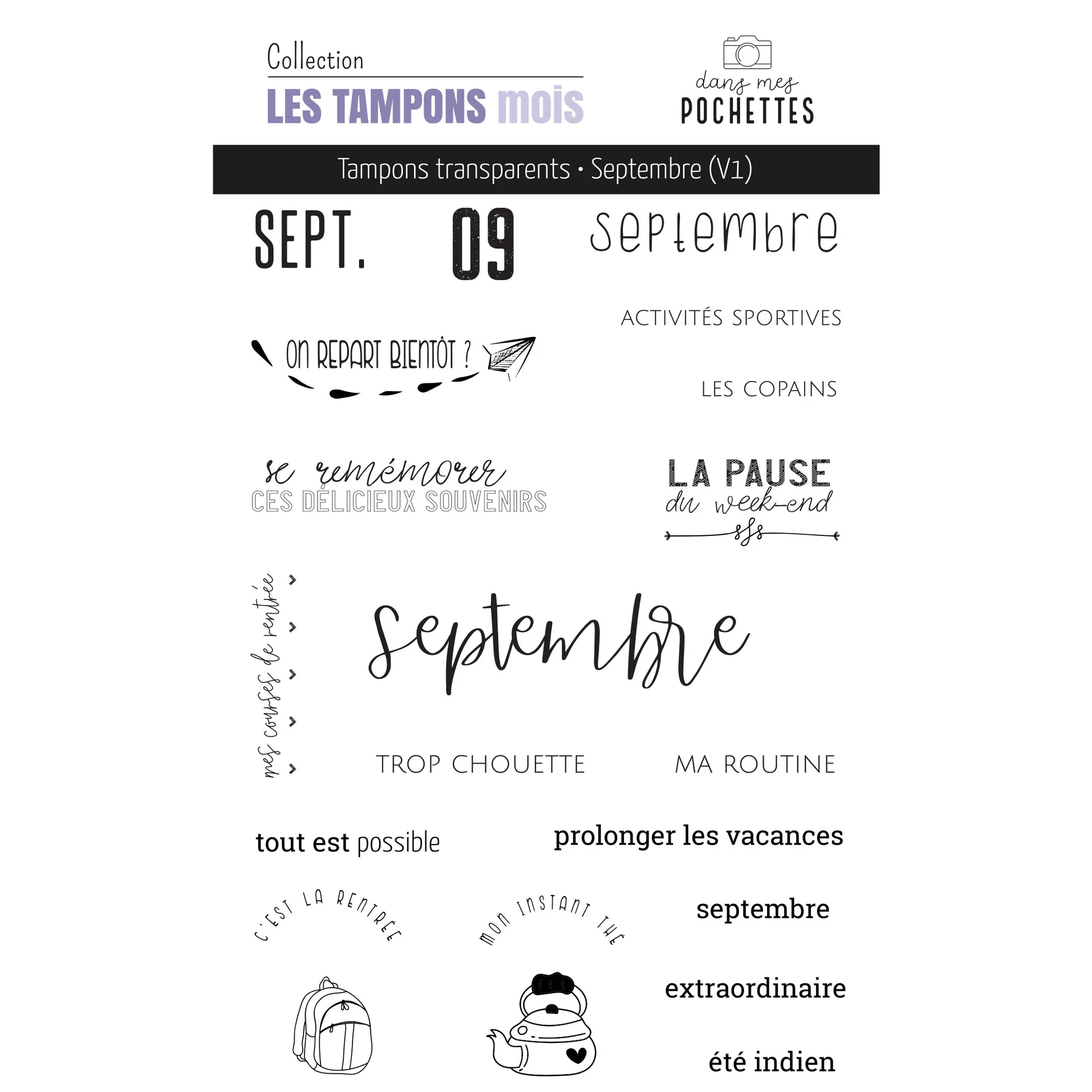 French Month Themed Clear Stam - огляд і ціна Rubber Date Stamp