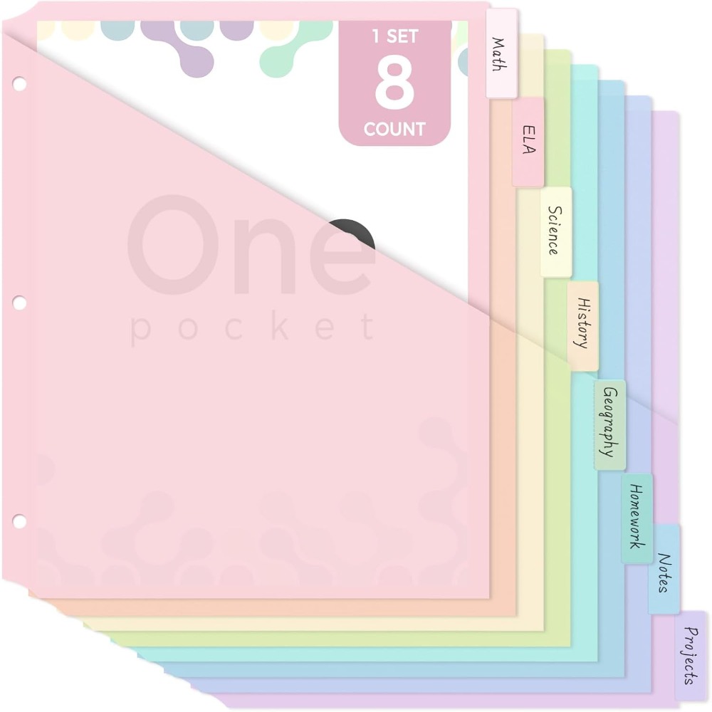 8 pcs Durable A4 Pastel Binder - огляд і ціна Tab Divider A4